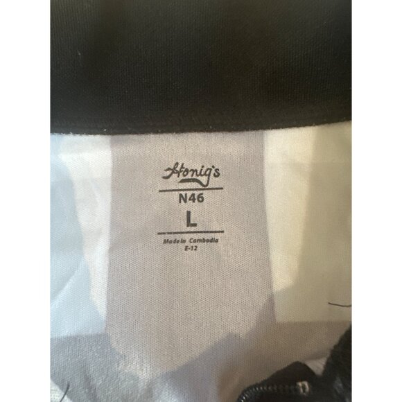 Honigs Referee Shirt Black & White Stripes Zip Collar L - Picture 6 of 7